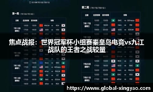 焦点战报：世界冠军杯小组赛秦皇岛电竞vs九江战队的王者之战较量